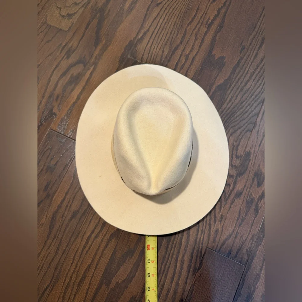 Wyeth Dylan Fedora Wool Felt Light Oatmeal Hat Size SM